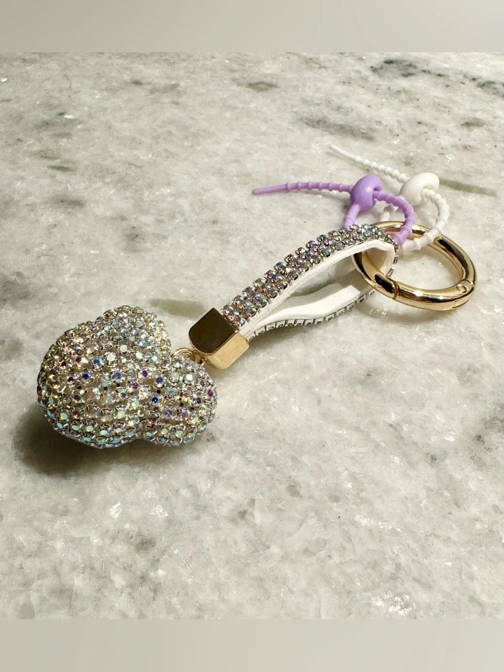 New Iridescent Austrian Crystal Disney Mickey Mouse Style Bag Charm Keychain 5”